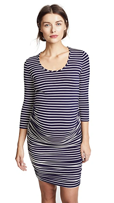 Shop Ingrid & Isabel Striped Maternity Dress In True Navy/cream Stripe