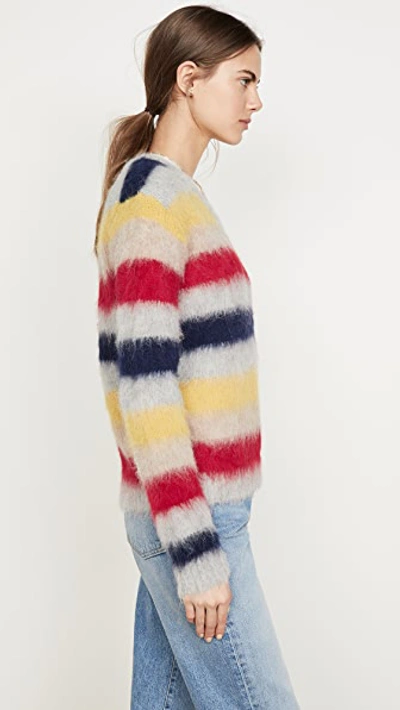 Shop Theory Stripe Alpaca Sweater In Grey Heather Multi