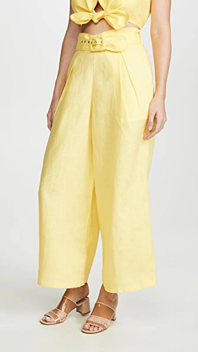 Shop Faithfull The Brand Lena Wide Leg Pants In Plain Lemon