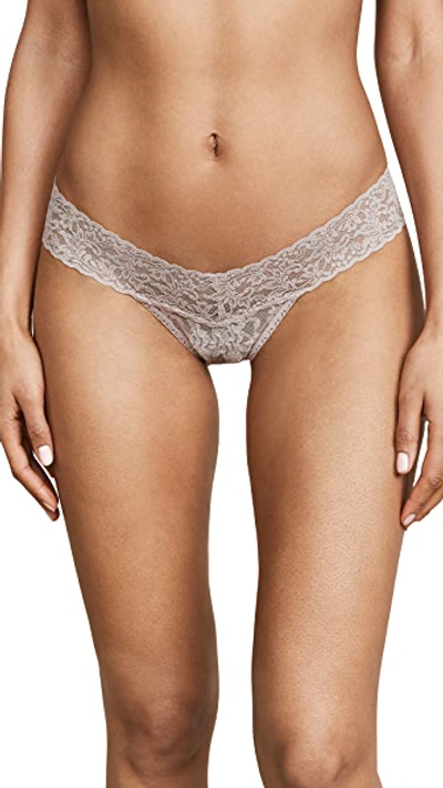 Shop Hanky Panky Signature Lace Low Rise Thong In Taupe
