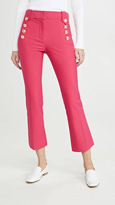 Shop Derek Lam 10 Crosby Robertson Cropped Flare Trousers With Sailor Buttons In Hot Pink