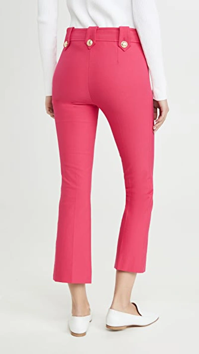 Shop Derek Lam 10 Crosby Robertson Cropped Flare Trousers With Sailor Buttons In Hot Pink