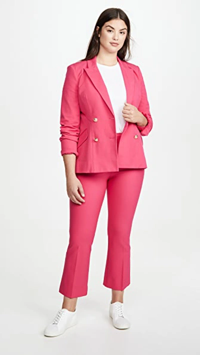 Shop Derek Lam 10 Crosby Robertson Cropped Flare Trousers With Sailor Buttons In Hot Pink