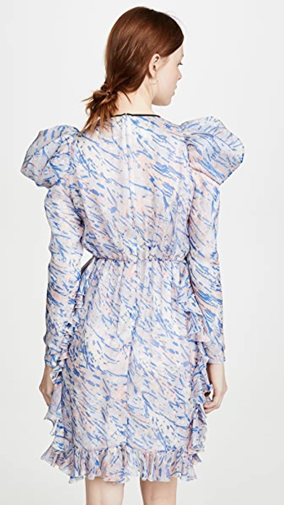 Shop Giambattista Valli Puff Sleeve Mini Dress In Azzurro/primerose