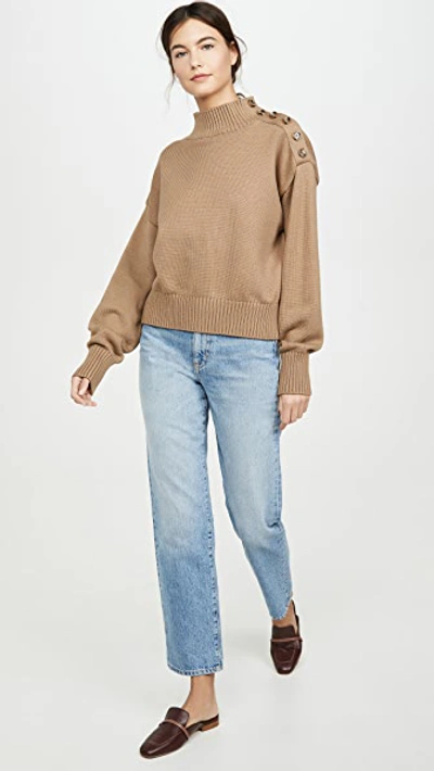 Mock Neck Button Sweater