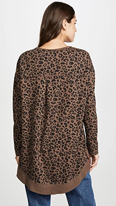 Shop Z Supply Leopard Weekender Sweatshirt In French Roast