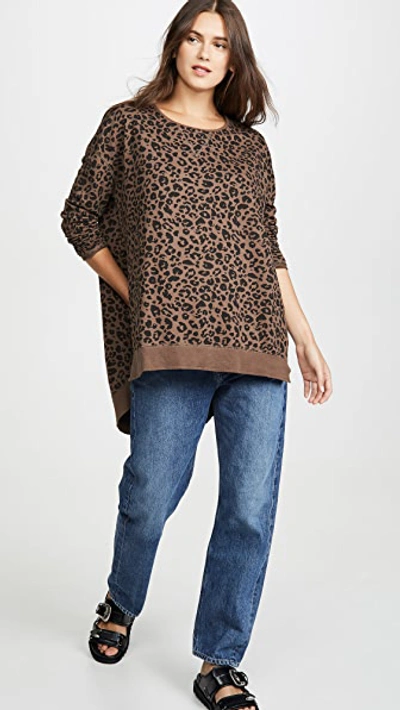 Shop Z Supply Leopard Weekender Sweatshirt In French Roast