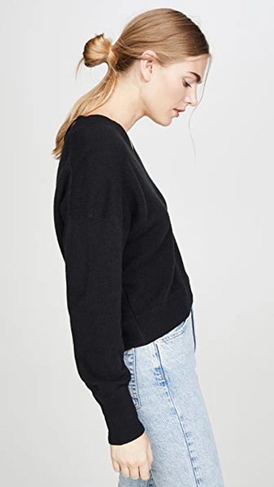 Shop Naadam Deep V Crop Cashmere Sweater In Black