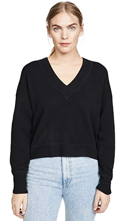 Shop Naadam Deep V Crop Cashmere Sweater In Black