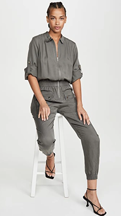 Shop Atm Anthony Thomas Melillo Washed Silk Jumpsuit In Olive Drab