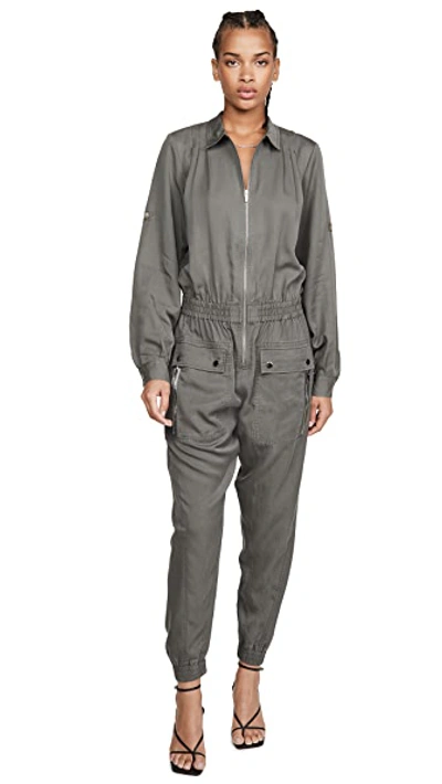 Shop Atm Anthony Thomas Melillo Washed Silk Jumpsuit In Olive Drab