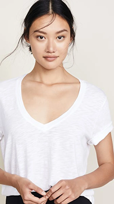 Splendid Cotton Modal Slub V Tee In White