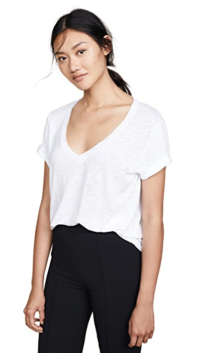 Splendid Cotton Modal Slub V Tee In White