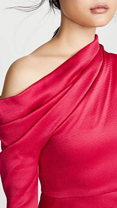 Shop Cushnie Off Shoulder Single Sleeve Mini Dress In Cerise