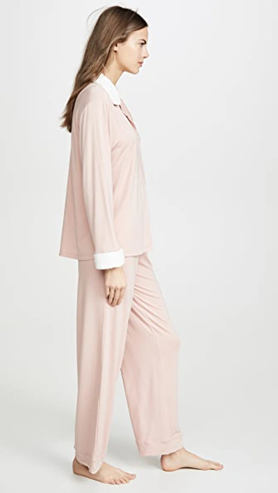 Shop Eberjey Gisele Sherpa Pj Set In Misty Rose/ivory