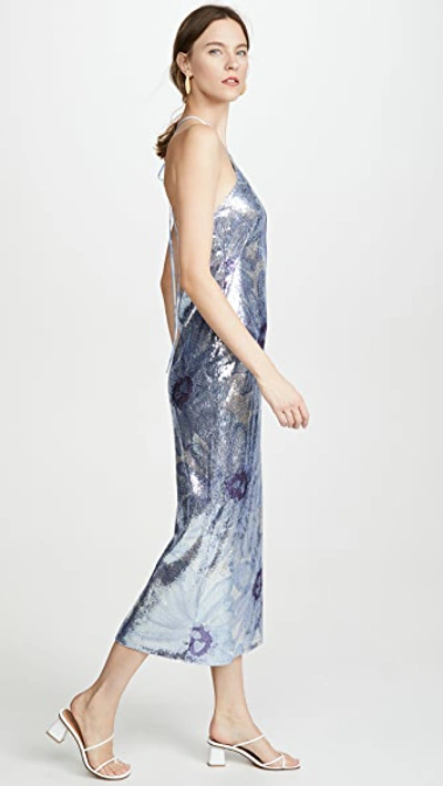 Shop Jacquemus The Lavandou Dress In Sequin Blue Flowers