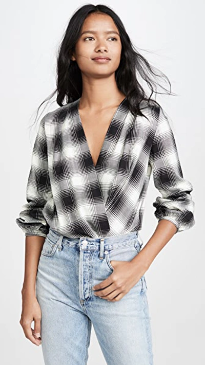 Shop Amanda Uprichard Crossover Thong Bodysuit In Portland Plaid