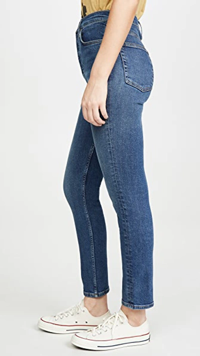 Shop Re/done Ultra High Rise Crop Jeans In Medium Fade