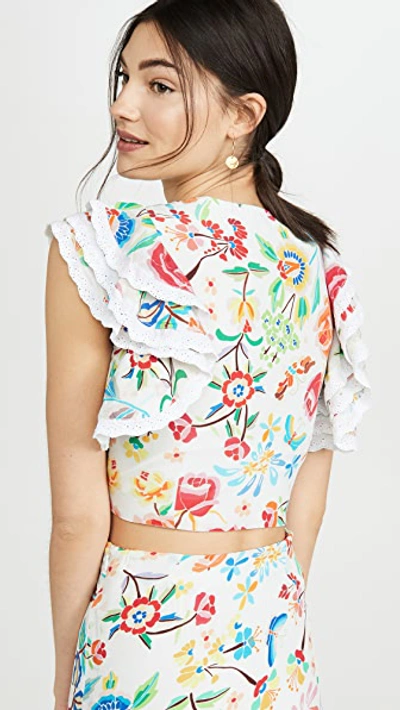 Shop All Things Mochi Viola Top In White Floral