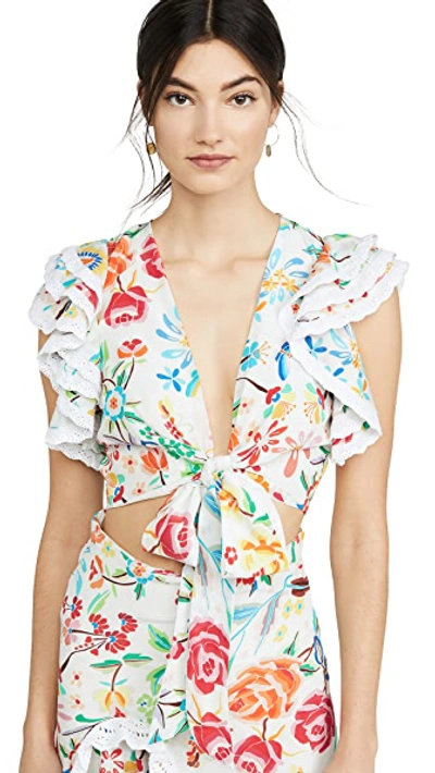 Shop All Things Mochi Viola Top In White Floral