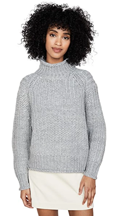 Shop Minkpink Stevie High Neck Sweater In Grey Marle