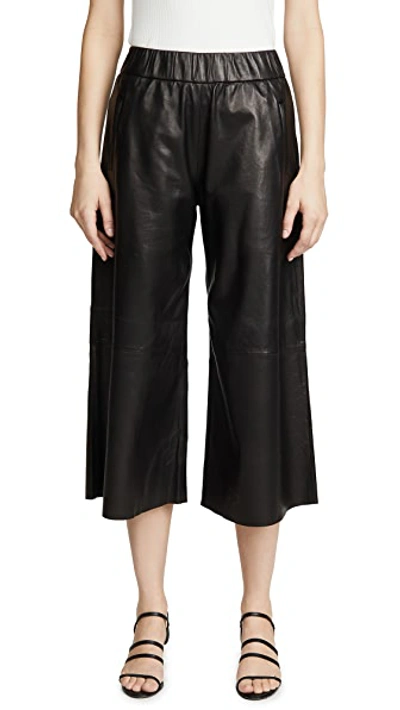 Shop Sprwmn Leather Culottes In Black