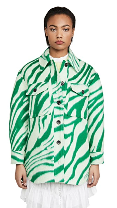 Isabel Marant Harvey Tiger print Brushed wool Overshirt In Green ModeSens