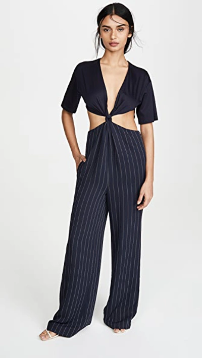 Shop Dion Lee Modular Pinstripe Jumpsuit In Ink