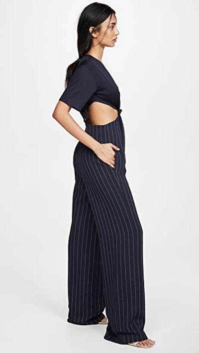 Shop Dion Lee Modular Pinstripe Jumpsuit In Ink