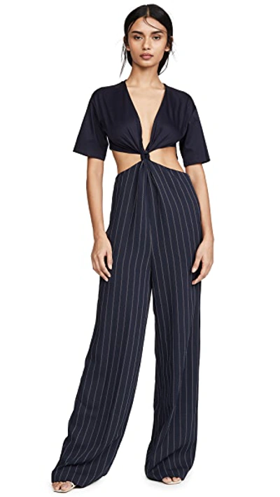 Shop Dion Lee Modular Pinstripe Jumpsuit In Ink