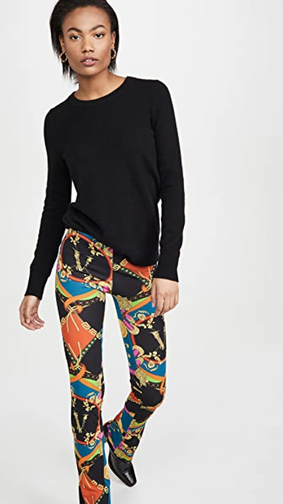 Shop Versace Pantaloni Jersey Pants In F.do Nero Stampa