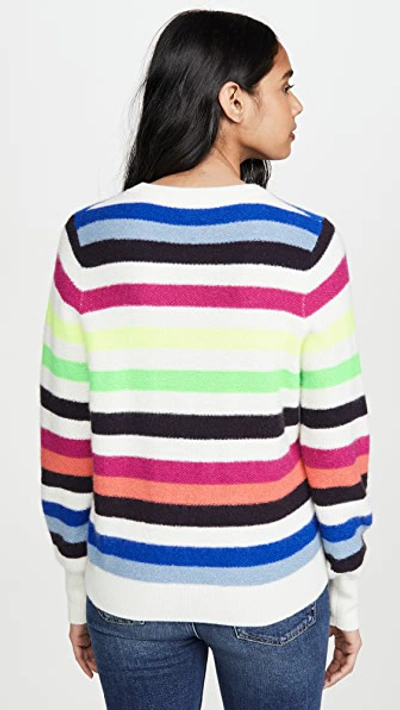 Shop White + Warren Bold Stripe Cashmere Sweatshirt In Neon Combo