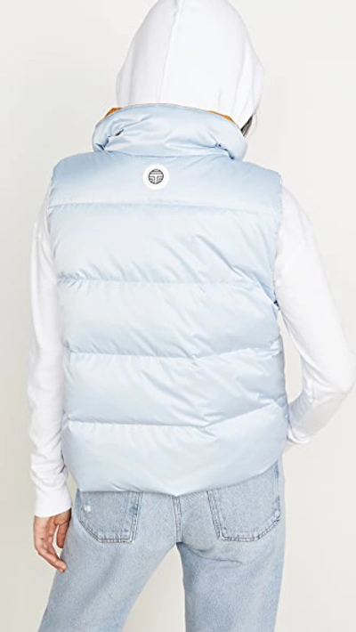 Shop Tory Sport Reversible Down Vest In Sky/spliced