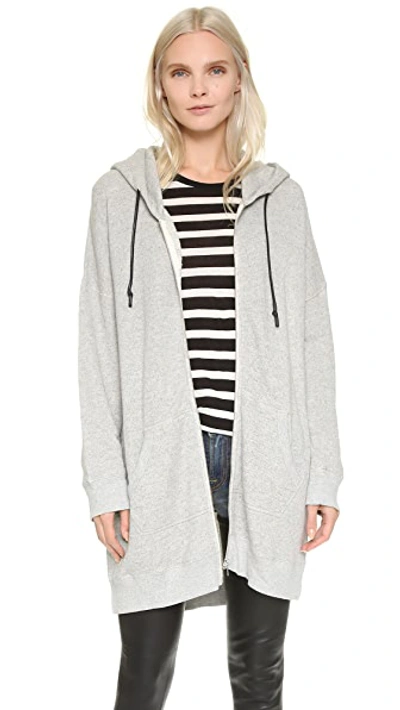 Shop R13 Long Hooded Sweatshirt In Heather Grey