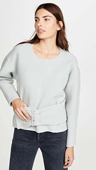 Shop 3.1 Phillip Lim Long Sleeve Pullover With Belt In Light Grey