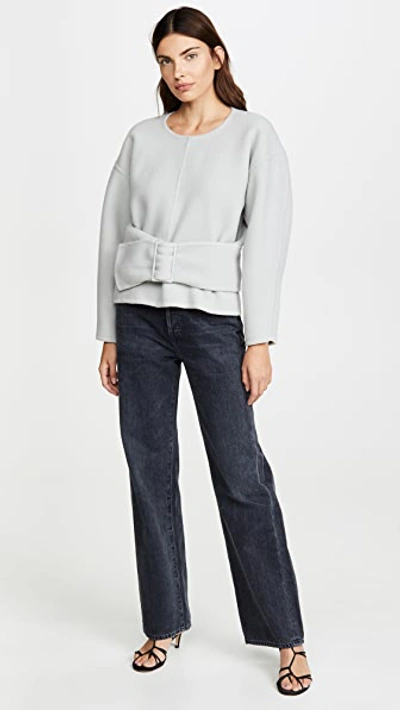 Shop 3.1 Phillip Lim Long Sleeve Pullover With Belt In Light Grey