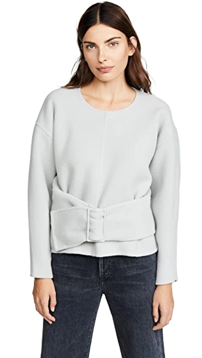 Shop 3.1 Phillip Lim Long Sleeve Pullover With Belt In Light Grey