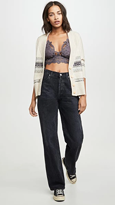 Free People Intimately Fp Adella Longline Bralette In Charcoal