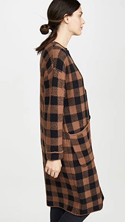 Shop Astr Checkmate Cardigan In Cocoa Black Plaid