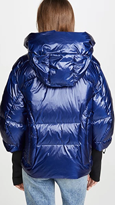 Shop Add Oversized Hooded Down Jacket In Deep Ocean