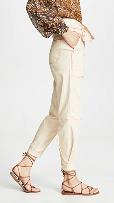 Ulla Johnson Storm Belted Paneled High-rise Tapered Jeans In Ecru | ModeSens