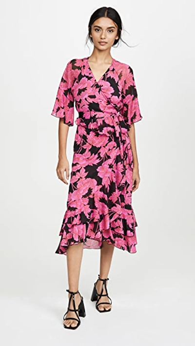 Shop Diane Von Furstenberg Zion Dress In Camellias Black Cabak