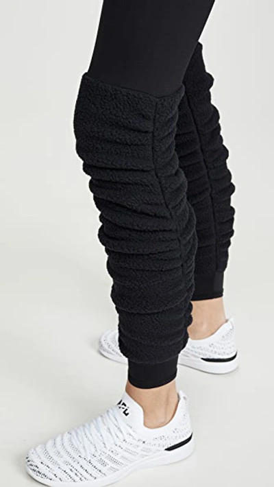 Shop Terez Fleece Legwarmer Leggings In Black/black Fleece