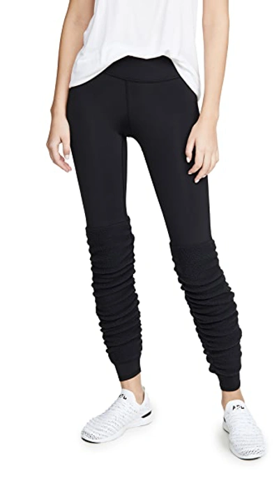 Shop Terez Fleece Legwarmer Leggings In Black/black Fleece