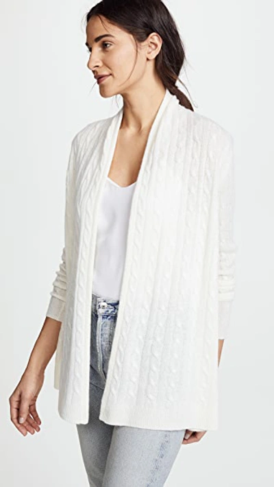 Shop White + Warren Cable Cardigan In Pearl White