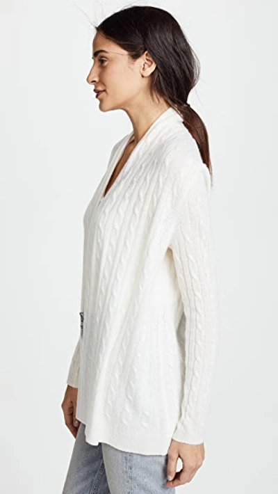 Shop White + Warren Cable Cardigan In Pearl White
