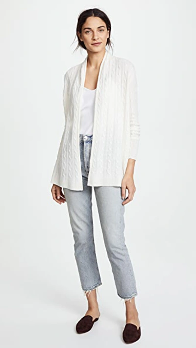 Shop White + Warren Cable Cardigan In Pearl White