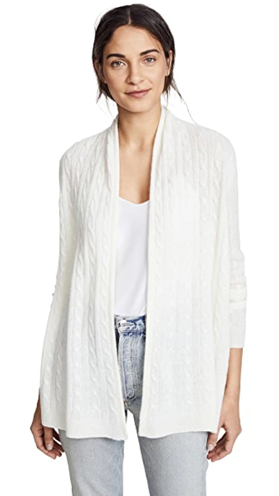 Shop White + Warren Cable Cardigan In Pearl White