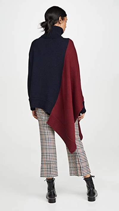 Shop Monse Extended Bi Color Knit In Midnight/burgundy