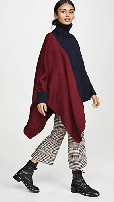 Shop Monse Extended Bi Color Knit In Midnight/burgundy